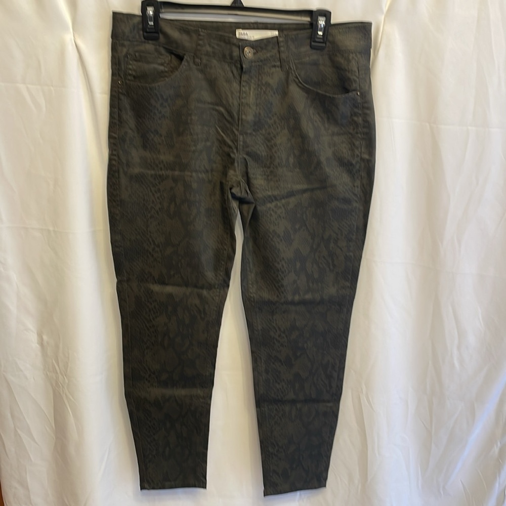 ZARA Snake Print Skinny‎ Jeans 10 Mid Rise Black Gray Z1975 Goth Whimsigoth Punk
